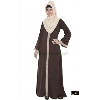 Front open Abaya- Brown